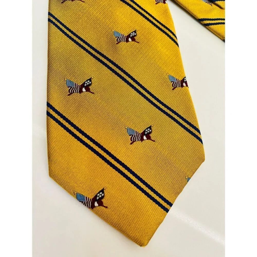 🇱🇷 Polo Ralph Lauren Silk Tie Yellow Flag Striped Handmade Italy